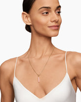 Barrel Amulet with Pink Opal and 18K Yellow Gold, 20mm